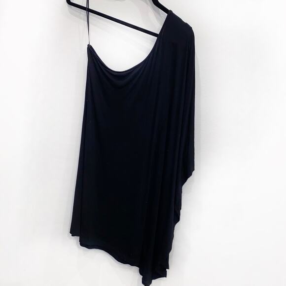 Express Dress black Mini one shoulder long flutter sleeve Size Small - Picture 2 of 5